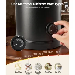 VEVOR Wax Melter for Candle Making, 10.6 Qts, Fast and Even Heating, with Easy Pour Spout and Temperature Control, Hourglass Base for Non-Stick Smooth Flow, Wax Melting Pot for Making Candles Soaps