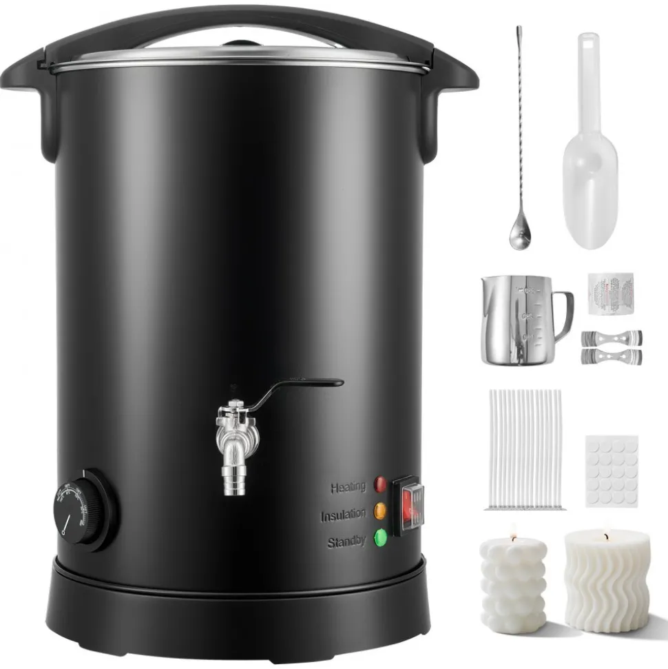 VEVOR Wax Melter for Candle Making, 10.6 Qts, Fast and Even Heating, with Easy Pour Spout and Temperature Control, Hourglass Base for Non-Stick Smooth Flow, Wax Melting Pot for Making Candles Soaps