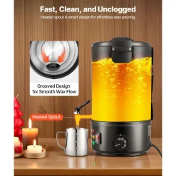 VEVOR Wax Melter for Candle Making, 8.5 Qts, Fast and Even Heating, with Easy Pour Spout and Temperature Control, Grooved Base for Non-Stick and Smooth Flow, Wax Melting Pot for Making Candles Soaps