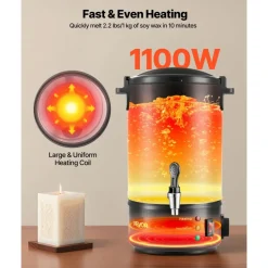 VEVOR Wax Melter for Candle Making, 8.5 Qts, Fast and Even Heating, with Easy Pour Spout and Temperature Control, Grooved Base for Non-Stick and Smooth Flow, Wax Melting Pot for Making Candles Soaps