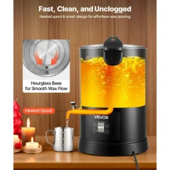 VEVOR Wax Melter for Candle Making, 10.6 Qts, Fast and Even Heating, with Easy Pour Spout and Temp Digital Display, Hourglass Base for Non-Stick Smooth Flow, Wax Melting Pot for Making Candles Soaps