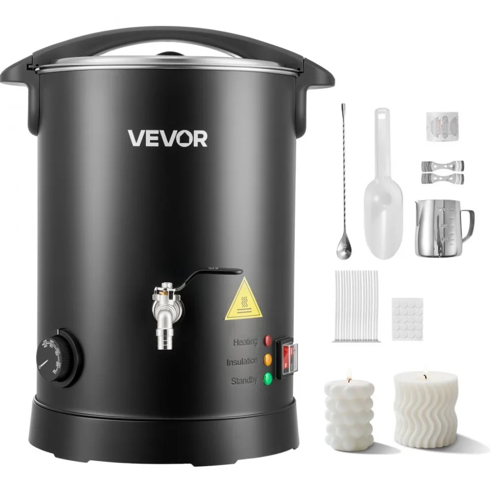 VEVOR Wax Melter for Candle Making, 8.5 Qts, Fast and Even Heating, with Easy Pour Spout and Temperature Control, Hourglass Base for Non-Stick Smooth Flow, Wax Melting Pot for Making Candles Soaps