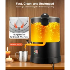 VEVOR Wax Melter for Candle Making, 8.5 Qts, Fast and Even Heating, with Easy Pour Spout and Temperature Control, Hourglass Base for Non-Stick Smooth Flow, Wax Melting Pot for Making Candles Soaps
