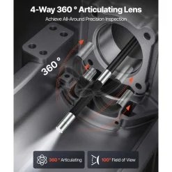 VEVOR 4-Way Articulating Endoscope with Light, True 1080P HD Industrial Borescope Inspection Camera with Articulated Probe, Flexible Snake Scope Cam for Wall Automotive Engine Inspect-4.9FT