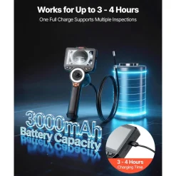 VEVOR 4-Way Articulating Endoscope with Light, True 1080P HD Industrial Borescope Inspection Camera with Articulated Probe, Flexible Snake Scope Cam for Wall Automotive Engine Inspect-4.9FT