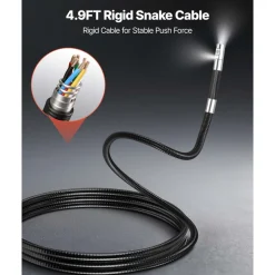 VEVOR 2-Way Dual-Lens Articulating Endoscope with Light, 1080P HD Industrial Borescope Inspection Camera with Articulated Probe, Rigid Snake Scope Cam for Wall Automotive Engine Inspect-4.9FT