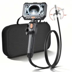 VEVOR 2-Way Dual-Lens Articulating Endoscope with Light, 1080P HD Industrial Borescope Inspection Camera with Articulated Probe, Rigid Snake Scope Cam for Wall Automotive Engine Inspect-4.9FT