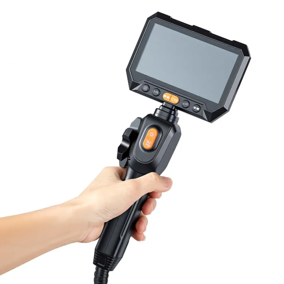 VEVOR 2-Way Dual-Lens Articulating Endoscope with Light, 1080P HD Industrial Borescope Inspection Camera with Articulated Probe, Rigid Snake Scope Cam for Wall Automotive Engine Inspect-4.9FT