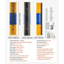 VEVOR 2 Way Livestock Scratching Brush, Dual Sided Goat Scratcher Brush with Mounting Bracket, 16.9