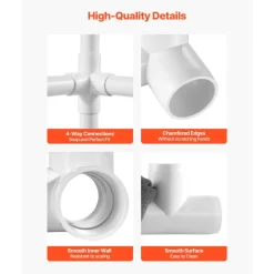 VEVOR 4-Way PVC Fittings, 1-inch PVC Pipe Joints Elbow Connector, 10-Pack Furniture Grade Pipe Corner Connectors for DIY Storage Rack, Animal Cage, Garden Support Frame, Impact & Weather-Resistant