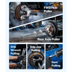 VEVOR 9-Way Slide Hammer Puller Set, 15PCS Front Wheel Hub Bearing Remover & Rear Wheel Axle Hub Dent Shaft Puller Tool Kit, Axle Bearing Puller Tool Kit and Slide Hammer Remover Set with Carry Box