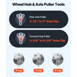 VEVOR 9-Way Slide Hammer Puller Set, 15PCS Front Wheel Hub Bearing Remover & Rear Wheel Axle Hub Dent Shaft Puller Tool Kit, Axle Bearing Puller Tool Kit and Slide Hammer Remover Set with Carry Box