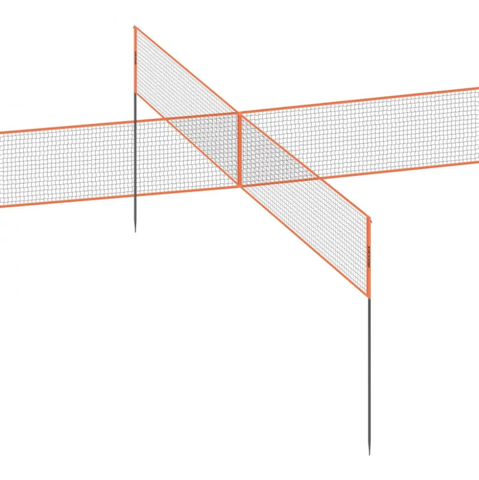 VEVOR 4-Way Volleyball Net, Adjustable Height Badminton Net Set for Backyard Beach Lawn, Outdoor Portable Volleyball Net with Carrying Bag, 4 Square Quick Assemble Game Set For Kids And Adults