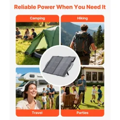 VEVOR 100W Bifacial Solar Panel, 16BB N-Type Foldable Monocrystalline Solar Panel Charger 24% Efficiency, Portable with MC4 Output, USB-A (QC3.0), Type-C & DC Ports for Power Stations Camping Hiking