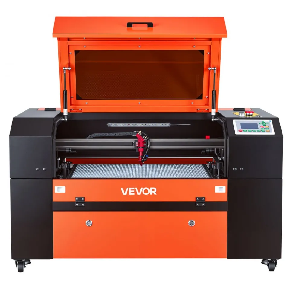 VEVOR 60W CO2 Laser Engraver, 24 x 16 in, CO2 Laser Engraver Cutter Machine with 4 Way Pass Air Assist, Engraving Cutting Machine, Compatible with LightBurn CorelDRAW RDWorks, for Wood Acrylic Glass