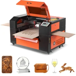 VEVOR 60W CO2 Laser Engraver, 24 x 16 in, CO2 Laser Engraver Cutter Machine with 4 Way Pass Air Assist, Engraving Cutting Machine, Compatible with LightBurn CorelDRAW RDWorks, for Wood Acrylic Glass