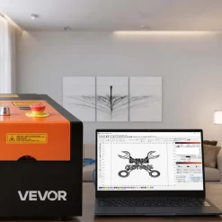 VEVOR 45W CO2 Laser Engraver, 12 x 8 in, Desktop CO2 Laser Engraver Cutter Machine with Rotary Axis, Air Assist, Engraving Machine Compatible with LightBurn CorelDRAW GRBL, for Wood Acrylic Glass