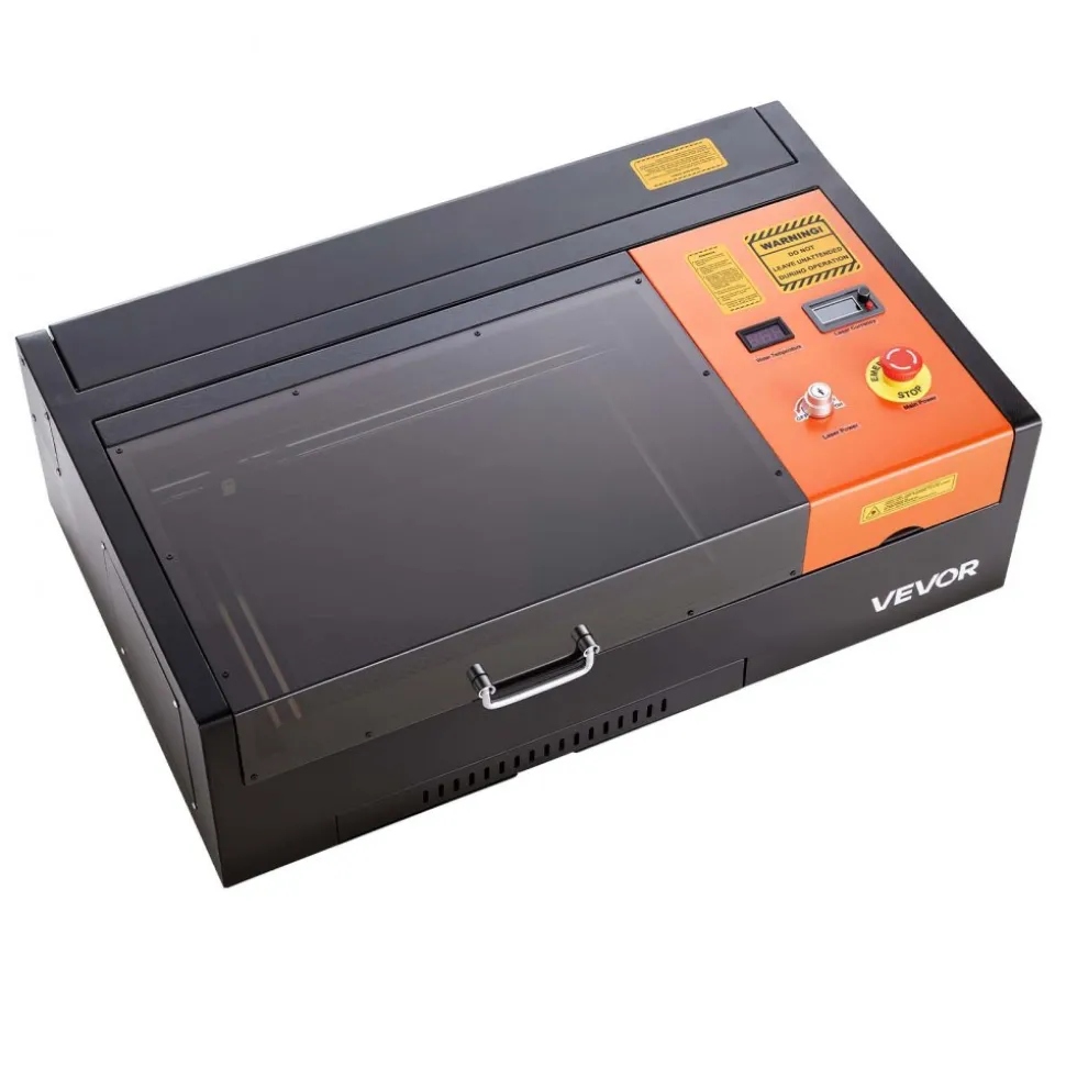 VEVOR 45W CO2 Laser Engraver, 12 x 8 in, Desktop CO2 Laser Engraver Cutter Machine with Rotary Axis, Air Assist, Engraving Machine Compatible with LightBurn CorelDRAW GRBL, for Wood Acrylic Glass