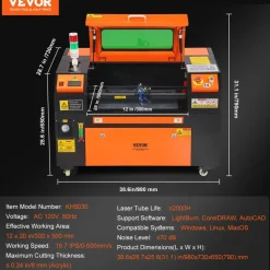 VEVOR 100W CO2 Laser Engraver, 24 x 35 in, 19.7 IPS Laser Cutter Machine with 2-Way Pass Air Assist, Compatible with LightBurn, CorelDRAW, AutoCAD, Windows, Mac OS, Linux, for Wood Acrylic Fabric More