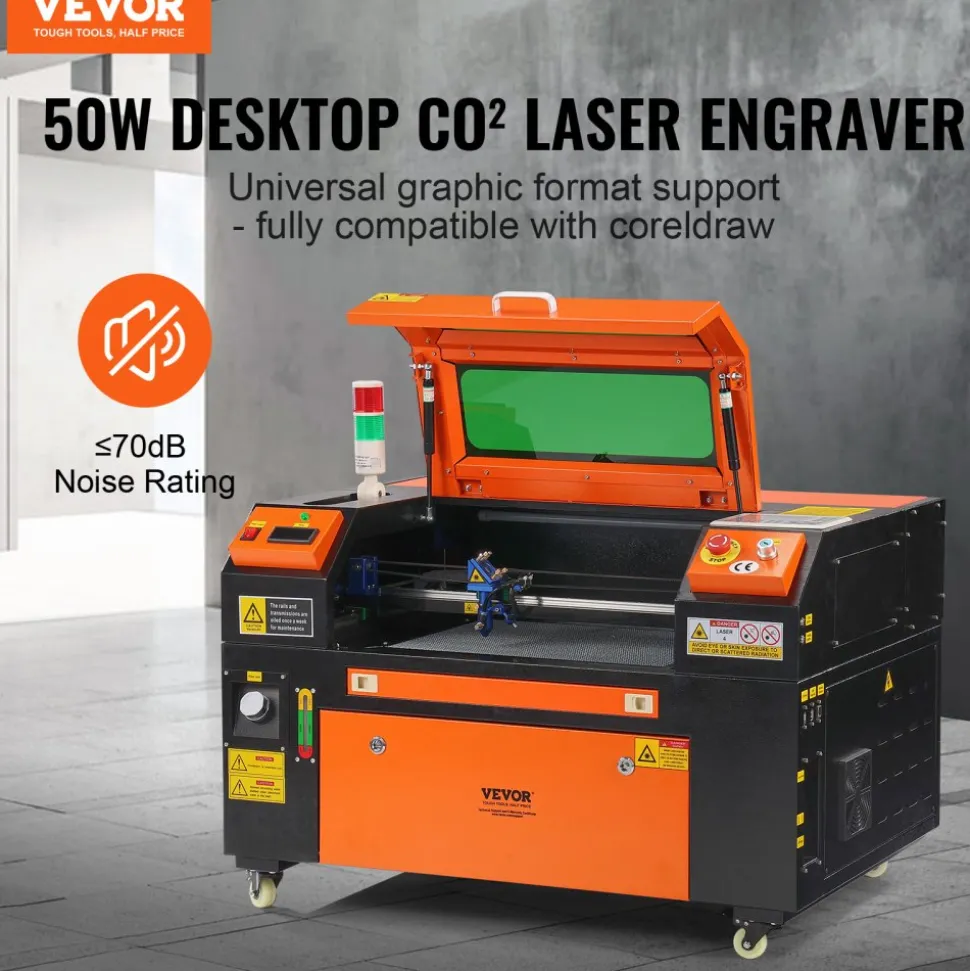 VEVOR 100W CO2 Laser Engraver, 24 x 35 in, 19.7 IPS Laser Cutter Machine with 2-Way Pass Air Assist, Compatible with LightBurn, CorelDRAW, AutoCAD, Windows, Mac OS, Linux, for Wood Acrylic Fabric More