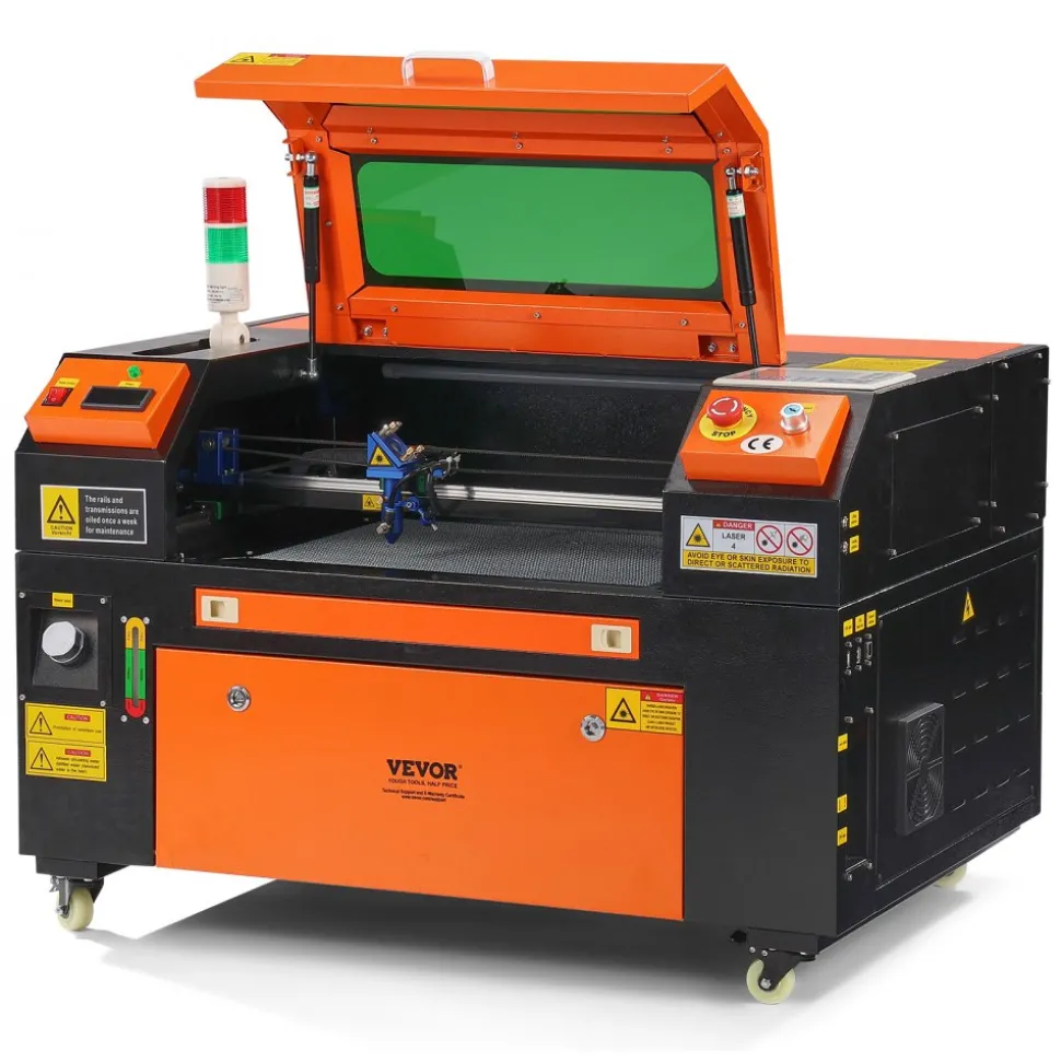 VEVOR 100W CO2 Laser Engraver, 24 x 35 in, 19.7 IPS Laser Cutter Machine with 2-Way Pass Air Assist, Compatible with LightBurn, CorelDRAW, AutoCAD, Windows, Mac OS, Linux, for Wood Acrylic Fabric More