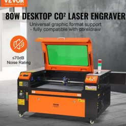 VEVOR 80W CO2 Laser Engraver, 20 x 28 in, 19.7 IPS Laser Cutter Machine with 2-Way Pass Air Assist, Compatible with LightBurn, CorelDRAW, AutoCAD, Windows, Mac OS, Linux, for Wood Acrylic Fabric More