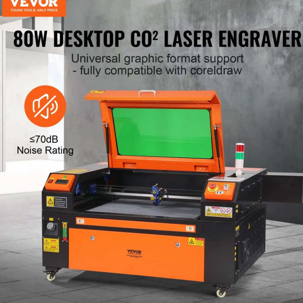VEVOR 80W CO2 Laser Engraver, 20 x 28 in, 19.7 IPS Laser Cutter Machine with 2-Way Pass Air Assist, Compatible with LightBurn, CorelDRAW, AutoCAD, Windows, Mac OS, Linux, for Wood Acrylic Fabric More