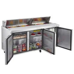 VEVOR 67"W Commercial Refrigerator, Pizza Prep Refrigerated Table, 20" Ultra Wide Countertop Food Prep Worktable, 20.3 Cu.Ft Single Door Salad Prep Fridge, 9 Pans Pizza Make Worktop with Cutting Board