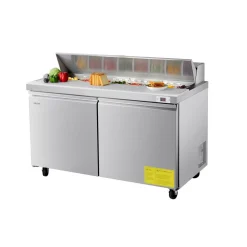 VEVOR 60"W Commercial Refrigerator, 15.4 Cu. Ft Sandwich Prep Refrigerated Table, Mega Top Food Prep Fridge with 16 Pans and Cutting Board, Stainless Steel Salad Prep Cooler for Restaurant, Food Truck