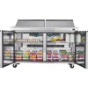 VEVOR 60"W Commercial Refrigerator, 15.4 Cu. Ft Sandwich Prep Refrigerated Table, Mega Top Food Prep Fridge with 24 Pans and Cutting Board, Stainless Steel Salad Prep Cooler for Restaurant, Food Truck