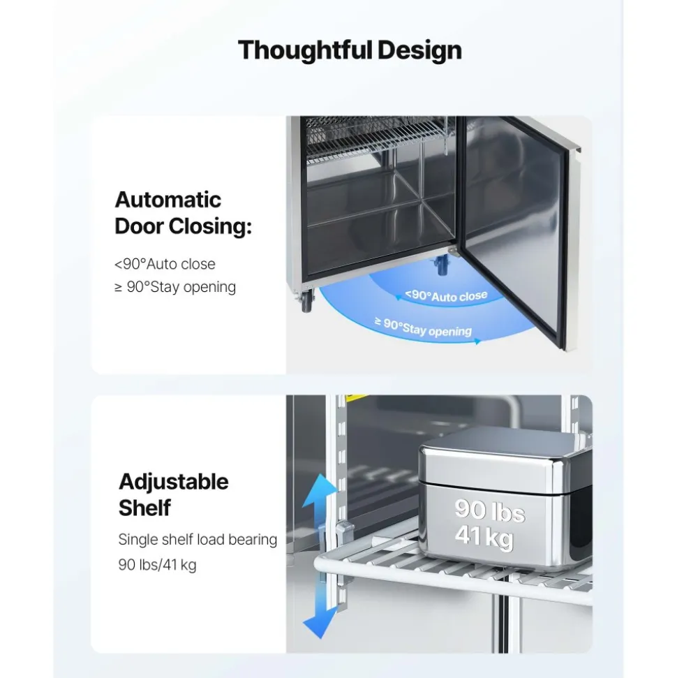 VEVOR 28"W Commercial Refrigerator, 7.1 Cu. Ft Sandwich Prep Refrigerated Table, Mega Top Food Prep Fridge with 8 Pans and Cutting Board, Stainless Steel Salad Prep Cooler for Restaurant, Food Truck