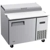 VEVOR 44"W Commercial Refrigerator 10.8 Cu. Ft Pizza Prep Table Fridge, 19" Ultra Wide Cutting Board Salad Refrigerated Worktop, Mega Top Stainless Steel Food Prep Cooler, 6 x 1/3 Pans with Lids
