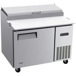 VEVOR 44"W Commercial Refrigerator 10.8 Cu. Ft Pizza Prep Table Fridge, 19" Ultra Wide Cutting Board Salad Refrigerated Worktop, Mega Top Stainless Steel Food Prep Cooler, 6 x 1/3 Pans with Lids