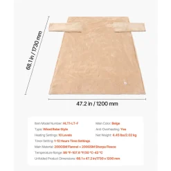 VEVOR Wearable Electric Heated Throw Blanket with Foot Pocket & Sleeves, Portable Robe Snuggie Blankets for Women, 10 Heating Levels, 12H Auto Shut-Off, Machine Washable, 50 x 70 inch, Beige