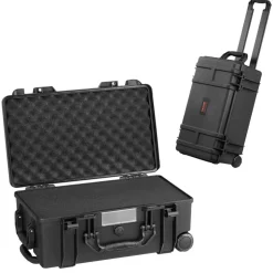 VEVOR Weatherproof Hard Case, Heavy Duty Protective Dry Box Case with Pre-cut Foam, Wheels & Retractable Pull Handles for Travel, Hunt, Military, Tactical, IP67 Waterproof Case for Cameras (64x51x25)