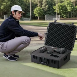 VEVOR Weatherproof Hard Case, Heavy Duty Protective Dry Box Case with Pre-cut Foam, and Retractable Pull Handles for Travel, Hunting, Military, Tactical, IP67 Waterproof Case for Cameras (56.1x37x26)