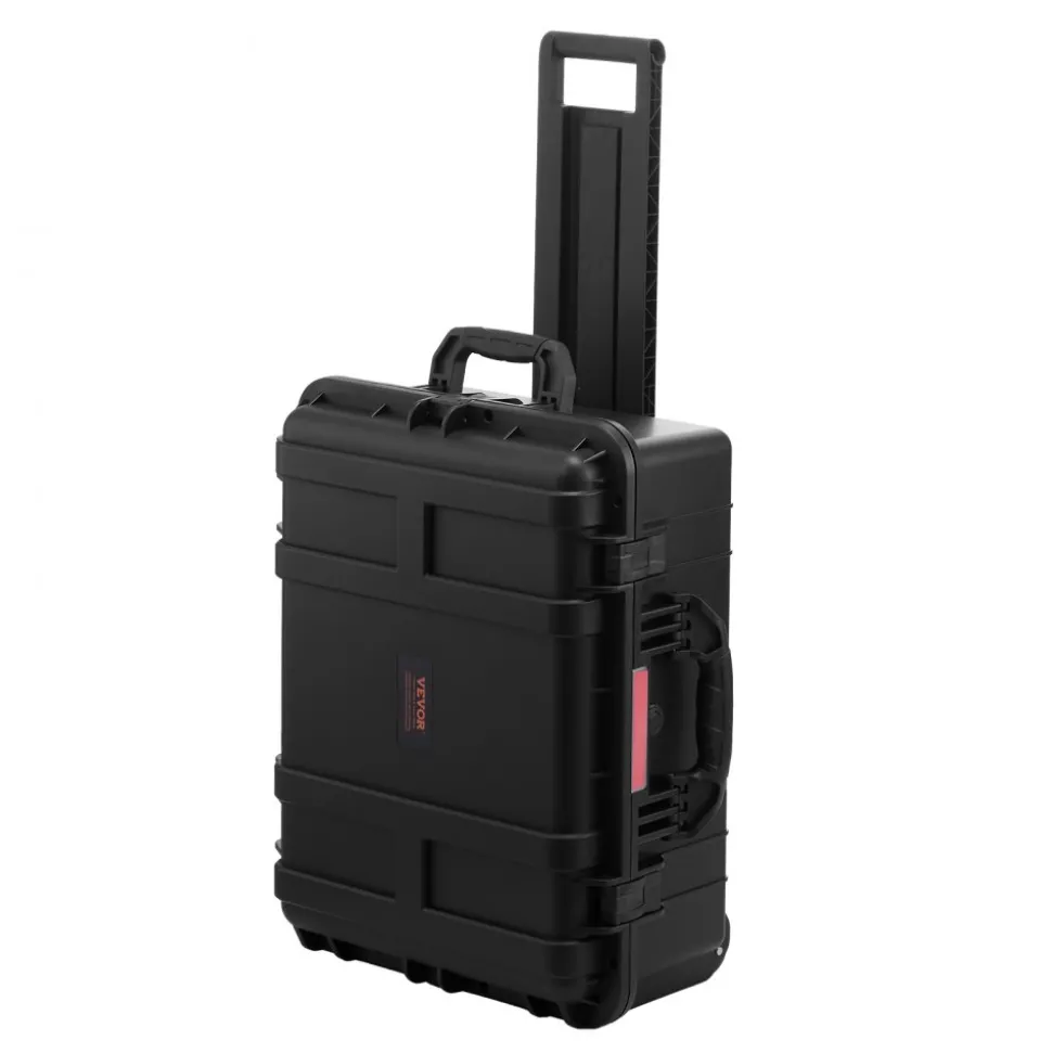 VEVOR Weatherproof Hard Case, Heavy Duty Protective Dry Box Case with Pre-Cut Foam, Wheels & Retractable Pull Handles for Travel, Hunt, Military, Tactical, IP67 Waterproof Case for Cameras(57x45x28)