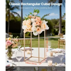 VEVOR Wedding Flower Stand, 10PCS 15.75-inch Column Flower Stand, Floral Stands with Acrylic Laminate, Gold Rectangular Floral Display Rack for Wedding, Party, Birthday, Home, Â Gold Centerpiece Stands