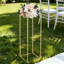 VEVOR Wedding Flower Stand, 10PCS 31.5-inch Column Flower Stand, Floral Stands with Metal Laminate, Rectangular Floral Display Rack for Wedding, Party, Birthday, Home, French Gold Stands