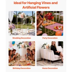 VEVOR Wedding Flower Stand, 10PCS 31.5-inch Column Flower Stand, Floral Stands with Metal Laminate, Rectangular Floral Display Rack for Wedding, Party, Birthday, Home, French Gold Stands