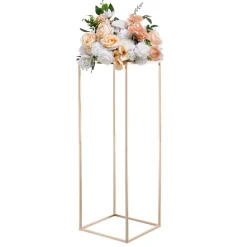 VEVOR Wedding Flower Stand, 10PCS 31.5-inch Column Flower Stand, Floral Stands with Metal Laminate, Rectangular Floral Display Rack for Wedding, Party, Birthday, Home, French Gold Stands