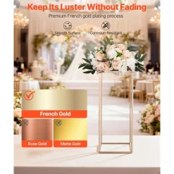 VEVOR Wedding Flower Stand, 3PCS 23.62/29.53/35.43 inch Round Cylinder Plinth, Clear Pedestal Stand with Transparent Acrylic Lid, Cylindrical Pedestal Stands for Wedding, Party, Birthday, Art Decor