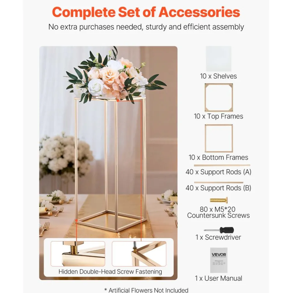 VEVOR Wedding Flower Stand, 3PCS 23.62/29.53/35.43 inch Round Cylinder Plinth, Clear Pedestal Stand with Transparent Acrylic Lid, Cylindrical Pedestal Stands for Wedding, Party, Birthday, Art Decor