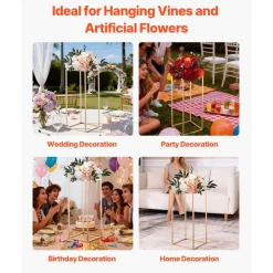 VEVOR Wedding Flower Stand, 3PCS 23.62/29.53/35.43 inch Round Cylinder Plinth, Clear Pedestal Stand with Transparent Acrylic Lid, Cylindrical Pedestal Stands for Wedding, Party, Birthday, Art Decor