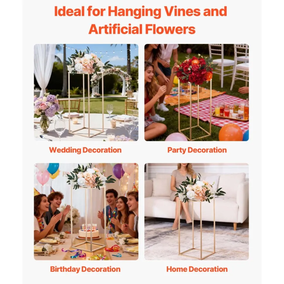 VEVOR Wedding Flower Stand, 3PCS 23.62/29.53/35.43 inch Round Cylinder Plinth, Clear Pedestal Stand with Transparent Acrylic Lid, Cylindrical Pedestal Stands for Wedding, Party, Birthday, Art Decor