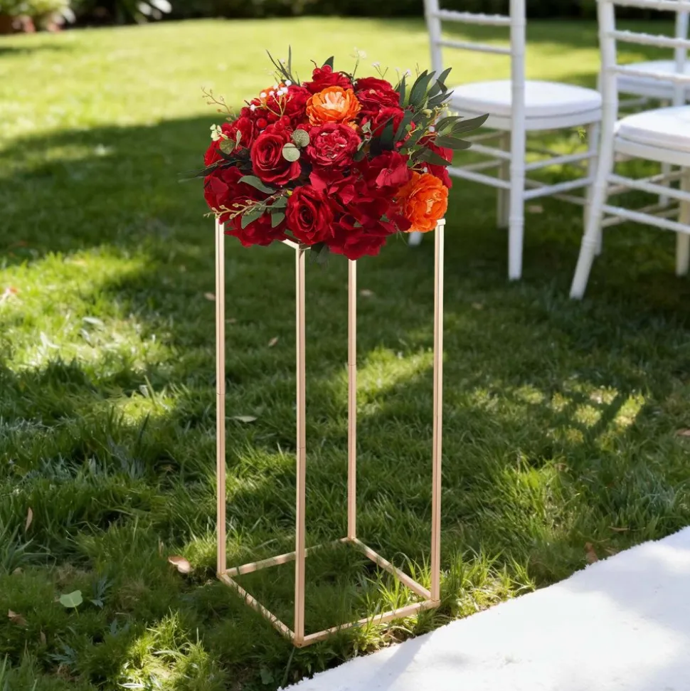 VEVOR Wedding Flower Stand, 3PCS 23.62/29.53/35.43 inch Round Cylinder Plinth, Clear Pedestal Stand with Transparent Acrylic Lid, Cylindrical Pedestal Stands for Wedding, Party, Birthday, Art Decor