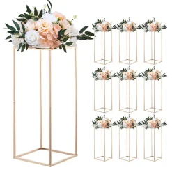 VEVOR Wedding Flower Stand, 3PCS 23.62/29.53/35.43 inch Round Cylinder Plinth, Clear Pedestal Stand with Transparent Acrylic Lid, Cylindrical Pedestal Stands for Wedding, Party, Birthday, Art Decor