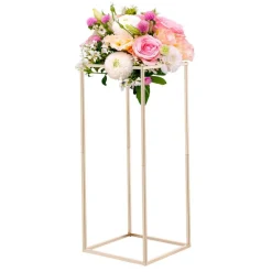 VEVOR Wedding Flower Stand, 10PCS 23.62-inch Column Flower Stand, Floral Stands with Hidden Screw, Rectangular Cubic Floral Display Rack for Wedding, Party, Birthday, Home, French Gold Stands