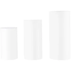 VEVOR Wedding Flower Stand, 3PCS 23.62/29.53/35.43 inch Round Cylinder Plinth, White Pedestal Stand with PVC Lid, Cylindrical Pedestal Stands for Wedding, Party, Birthday, Art Decor, 33.07 lbs Load