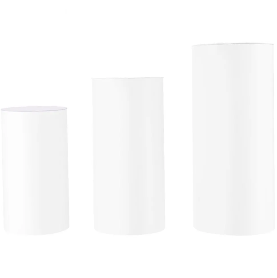 VEVOR Wedding Flower Stand, 3PCS 23.62/29.53/35.43 inch Round Cylinder Plinth, White Pedestal Stand with PVC Lid, Cylindrical Pedestal Stands for Wedding, Party, Birthday, Art Decor, 33.07 lbs Load